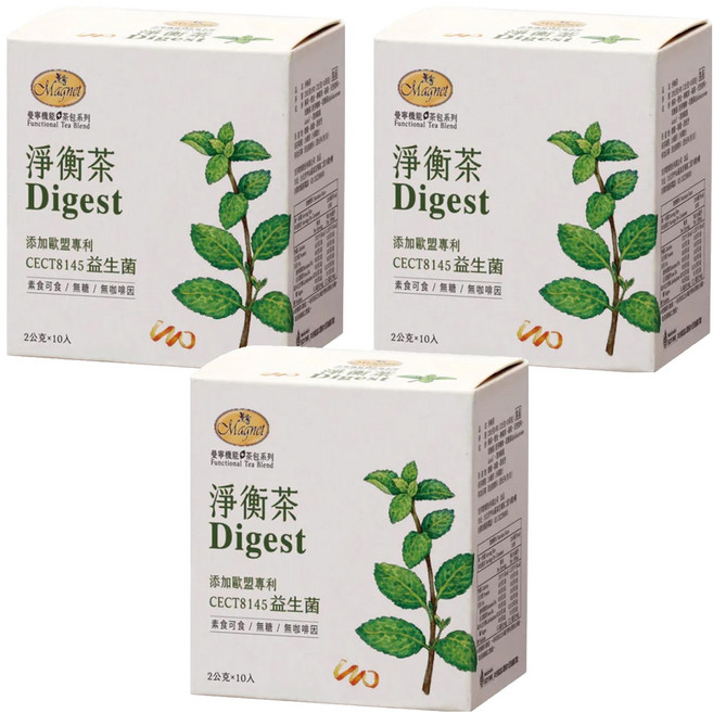 Magnet 曼寧淨衡茶 無咖啡因草本茶 添加益生菌, 2g, 10包, 3盒