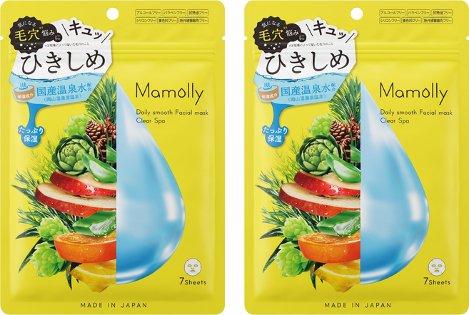 Mamolly 日常柔滑面膜 緊緻 140ml, 7片, 2包