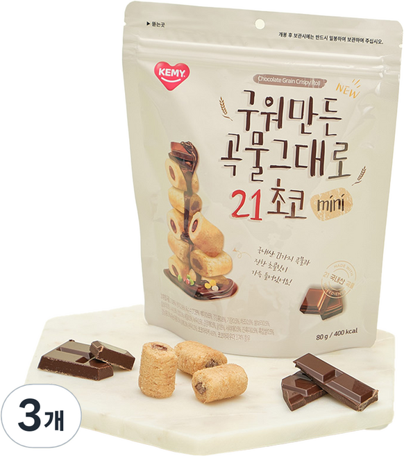 구워만든 곡물 그대로 21 초코 미니, 80g, 3개