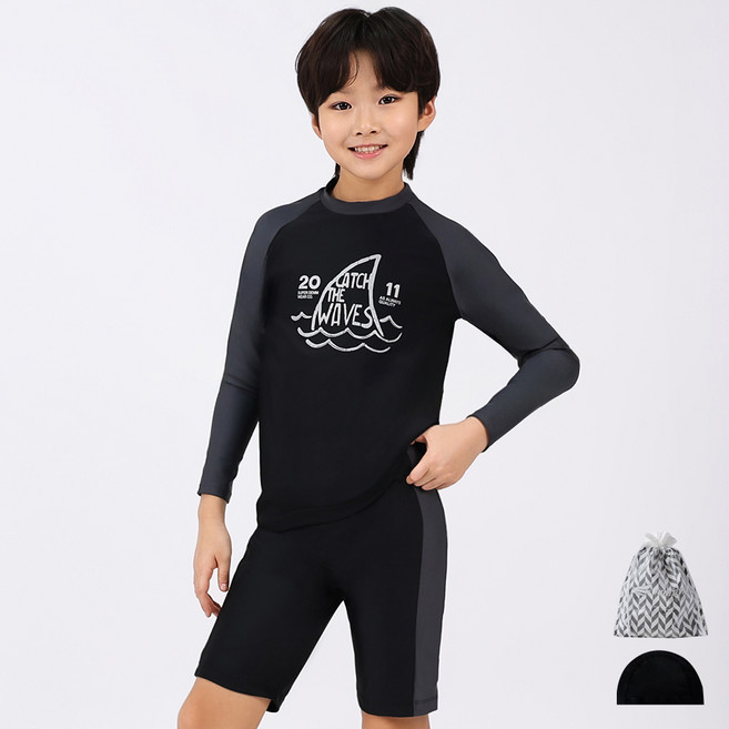 아쿠아티카 남아용 래쉬가드 + 스윔팬츠 + 스판수모 + 비닐백 AQA359