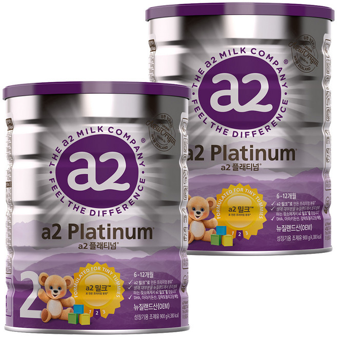 에이투밀크 a2플래티넘 단백질 분유 2단계 6개월~1세, 900g, 2개