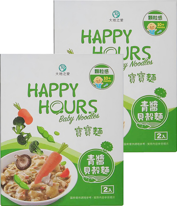 HAPPY HOURS 寶寶麵 青醬貝殼麵, 300g, 2盒