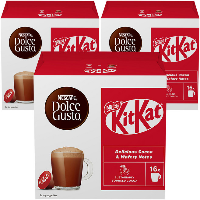 NESCAFE 雀巢咖啡 Dolce Gusto 多趣酷思 KitKat 奇巧膠囊咖啡, 16入, 3個, 16g
