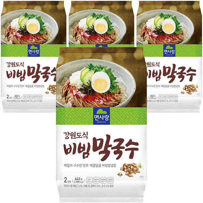 면사랑 강원도식 비빔 막국수 2인분, 643g, 4개