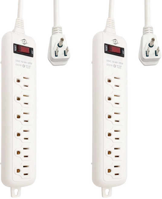 WeiTien 威電 CK3161 過載斷電1開6座延長線15尺, 4.5m, 白色, 2個