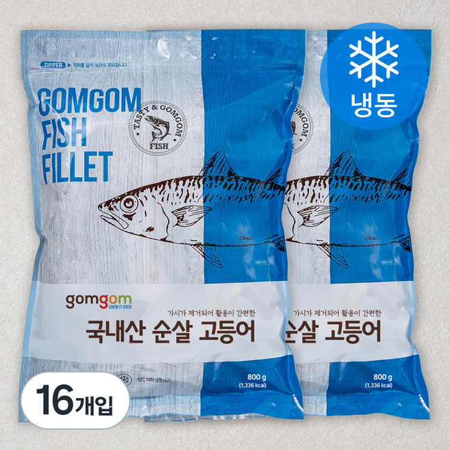 곰곰 국내산 고등어 (냉동), 100g, 16개입