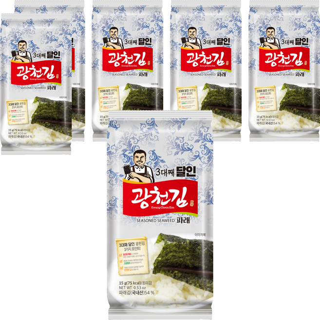 광천김 3대째 달인 파래김, 15g, 6개