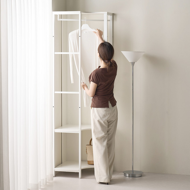 웰퍼니쳐 모우 드레스룸 시스템 행거 코너형 방문설치, 화이트