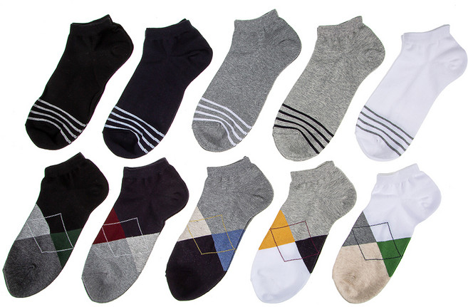 베이스알파 에센셜 남성 패턴 스니커즈 양말 10켤레