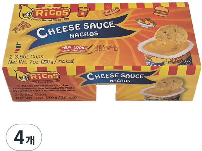 리코스 나쵸칩 치즈 소스, 100g, 4개
