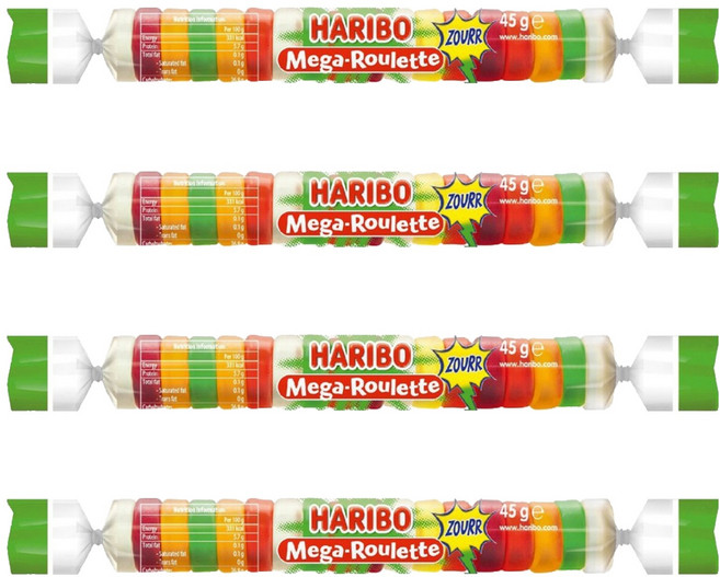 HARIBO 鈕扣Q軟糖 爆酸水果風味, 45g, 4條