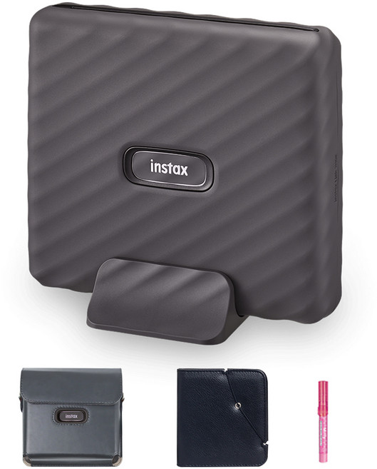 인스탁스 와이드링크 즉석카메라 모카 그레이 + 전용 가죽 케이스 그레이 + 와이드 앨범 랜덤발송 + 미피펜 랜덤발송 세트 FI022W, 1개
