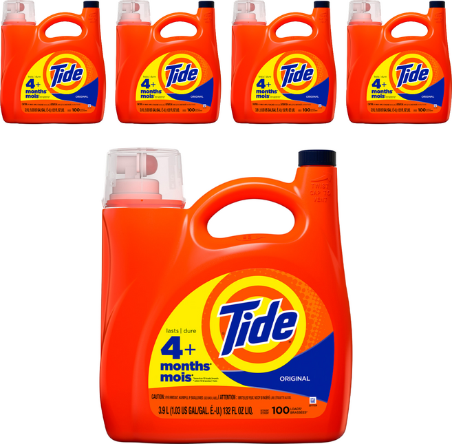 Tide 汰漬 台灣公司貨 2倍超濃縮洗衣精, 3.9L, 5桶