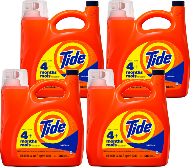 Tide 汰漬 台灣公司貨 2倍超濃縮洗衣精, 3.9L, 4桶