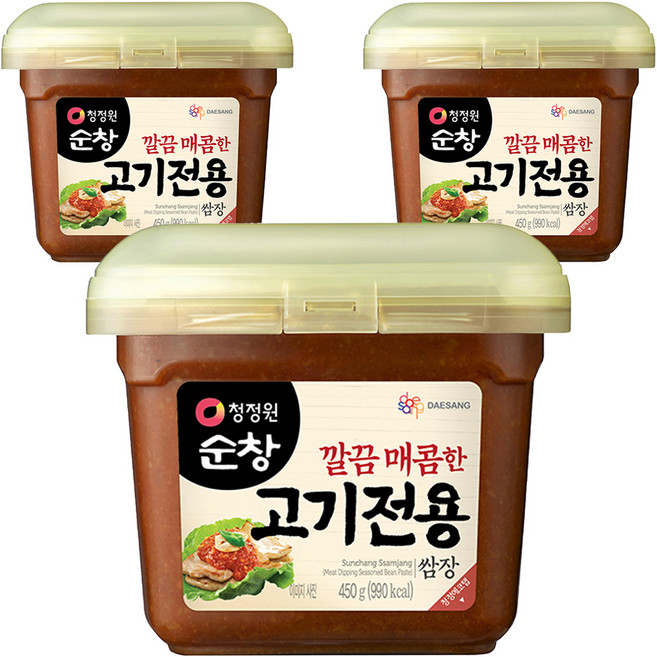 청정원순창 깔끔 매콤한 고기전용 쌈장, 450g, 3개