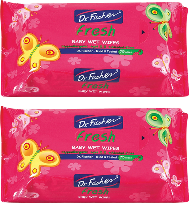 Dr.Fischer 費雪博士 流行寶貝濕紙巾, 75張, 2包