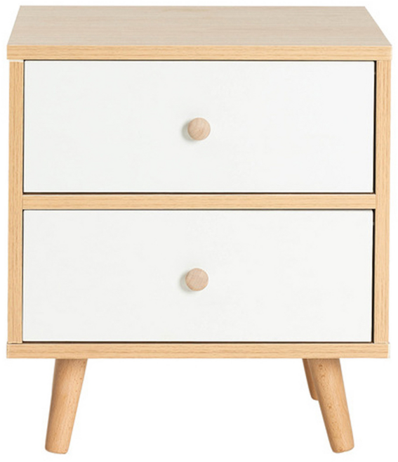 床頭櫃雙抽 304-MQ 40 x 34 x 70cm, 木色 + 白色, 1個