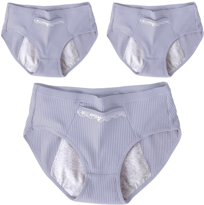 螺紋棉中腰暖宮生理褲 Set 加寬防側漏超安心, 顏色隨機