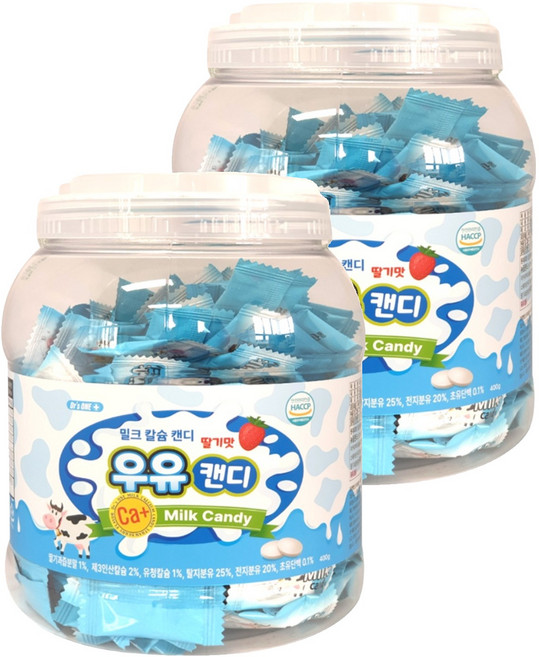 닥터스원 밀크 칼슘 우유 캔디 딸기맛 200p, 2개, 400g