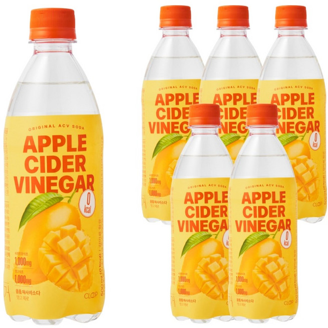 클룹 애사비소다 망고 제로 탄산음료, 6개, 500ml