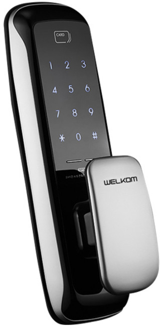 솔리티 손잡이 있음 무타공 푸시풀 도어락, WSP-301