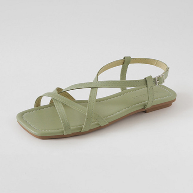 ChakanShoes 女款交叉帶涼鞋 SDLTS2f156, 橄欖綠, 225mm