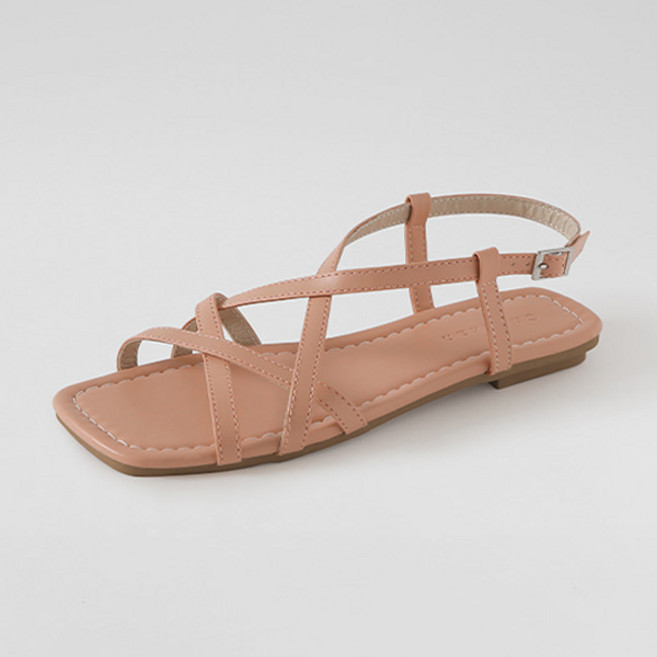 ChakanShoes 女款交叉帶涼鞋 SDLTS2f156, 粉米色, 230mm