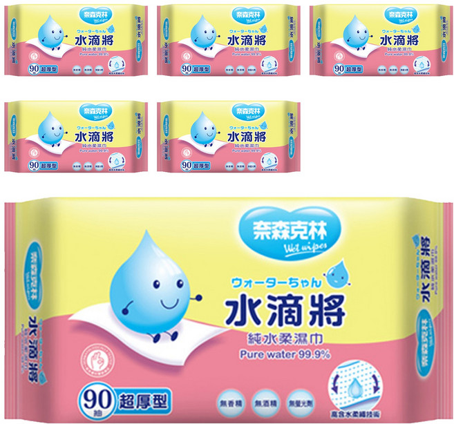 奈森克林 水滴將厚版濕巾, 1入, 6包