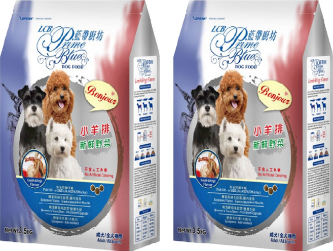 LCB 藍帶廚坊 成犬/全犬種用 乾飼料, 3.5kg, 2個, 小羊排 + 新鮮野菜