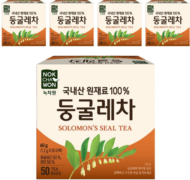녹차원 국내산 둥굴레차, 1.2g, 50개입, 5개