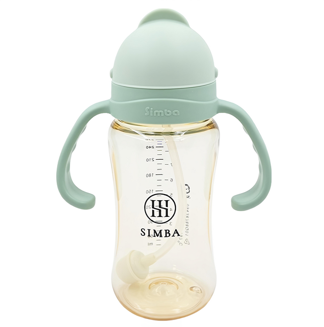 Simba 小獅王辛巴 蘊蜜鉑金PPSU防漏滑蓋學習水杯, 綠沐, 1個, 270ml