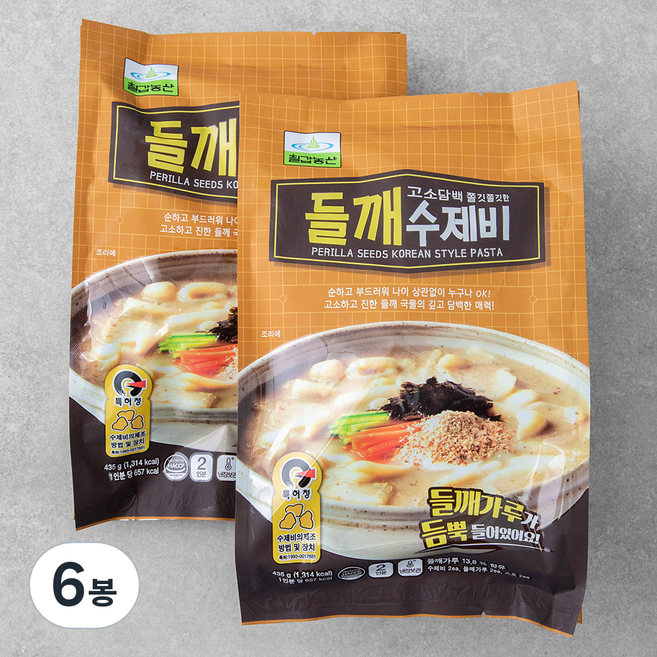 칠갑농산 들깨 수제비 2인분, 435g, 6봉