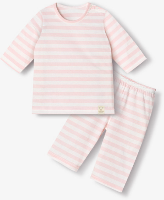 유니프랜드 아동용 스트라이프 선염 면 7부 내의 상하 세트