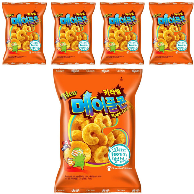 크라운 카라멜 메이플콘, 124g, 5개