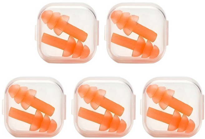 라운드픽 실리콘 수영 수면 소음방지 귀마개 10p, 오렌지, 1세트