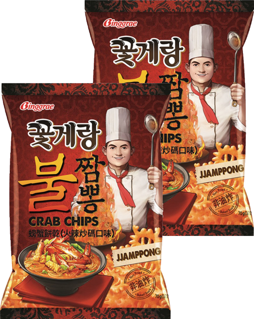 Binggrae 螃蟹餅乾 火辣炒碼口味, 70g, 2包