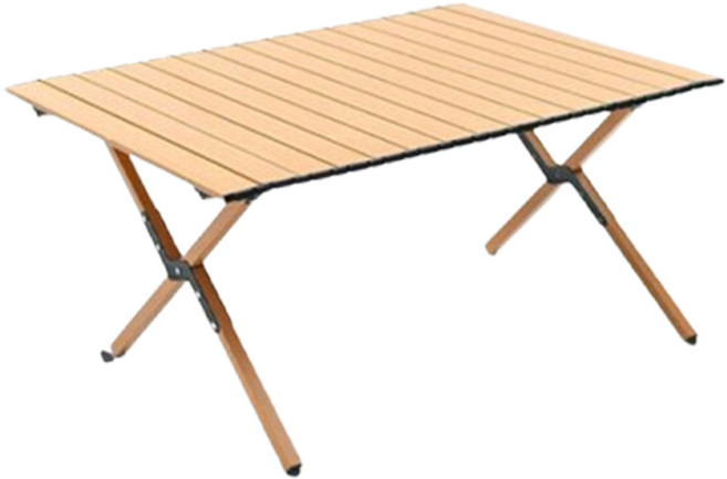 戶外露營便攜折疊蛋捲桌 附黑色收納袋 KLS-L068, 木紋色