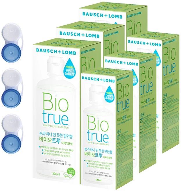 바이오트루 다목적용액 300ml + 120ml + 렌즈 케이스 1p, 3세트 - 쿠팡