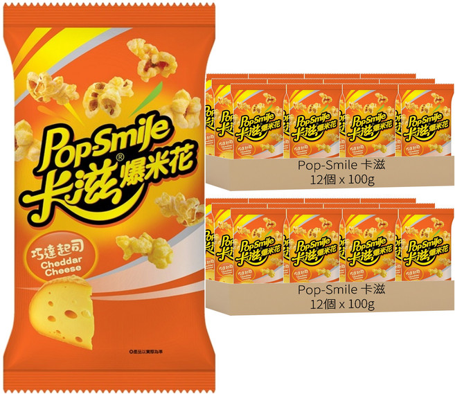 Pop-Smile 卡滋 爆米花 巧達起司, 100g, 24個