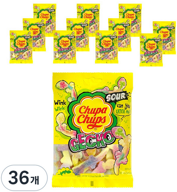 츄파춥스 사워 게코 젤리, 90g, 36개