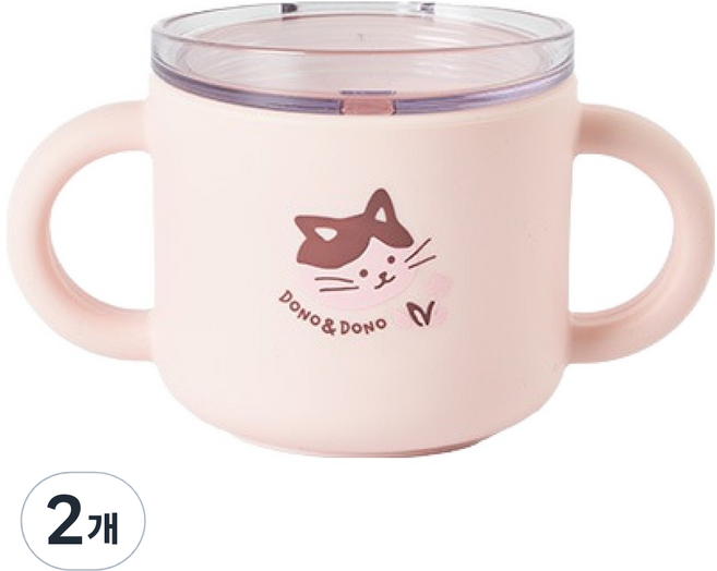 도노도노 유아용 맘마존 자기주도 물컵, 150ml, 2개, 키티코튼핑크