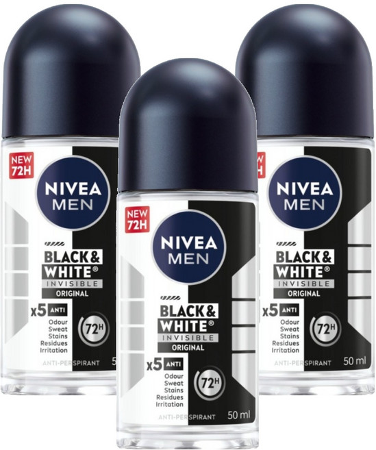 NIVEA 妮維雅 MEN 男士止汗爽身乳液 無印乾爽, 50ml, 3瓶