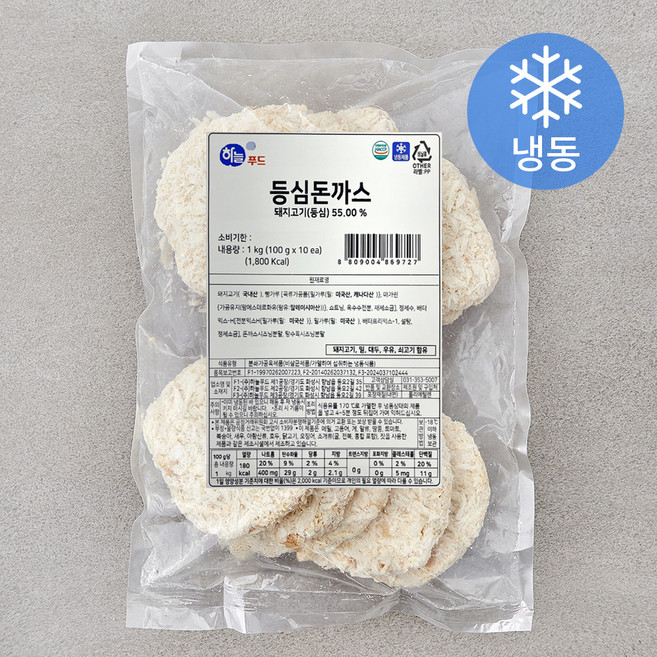 하늘푸드 등심돈까스 10개입 (냉동), 1kg, 2개