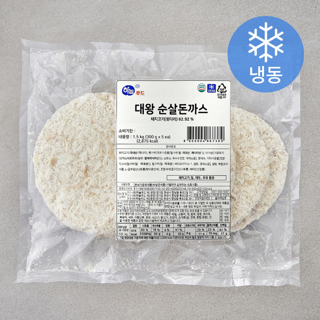 하늘푸드 대왕 순살돈까스 5개입 (냉동), 1.5kg, 1개