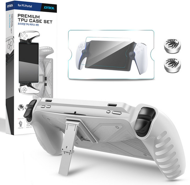 조이트론 PS포탈 프리미엄 TPU 케이스+9H필름+스틱캡2P 세트, 화이트, 1세트, JTPT-107