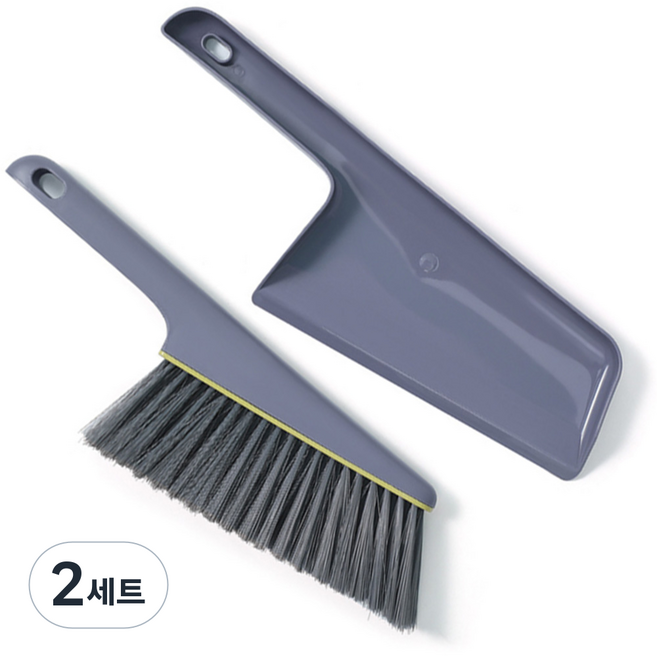 라사노 모래청소 다용도 빗자루 쓰레받이 세트, 2세트, 그레이