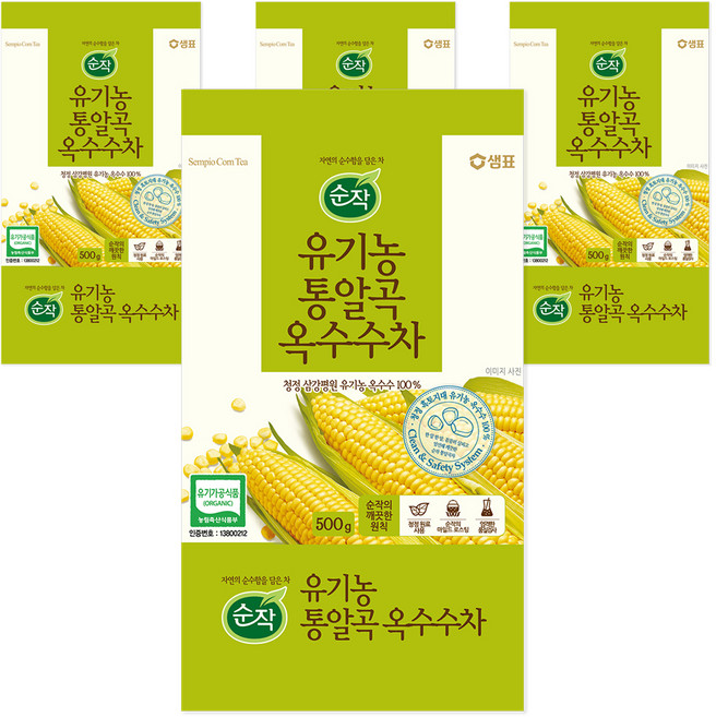 순작 유기농 통알곡 옥수수차, 500g, 1개입, 4개