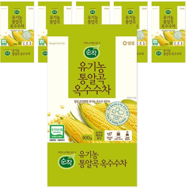 순작 유기농 통알곡 옥수수차, 500g, 1개입, 6개