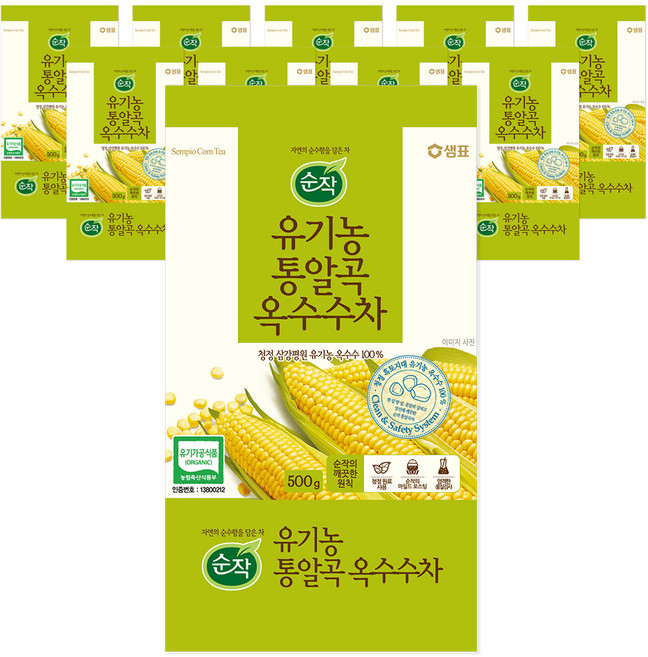 순작 유기농 통알곡 옥수수차, 500g, 1개입, 10개