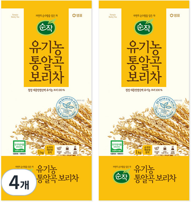 순작 유기농 통알곡 보리차, 1kg, 1개입, 4개